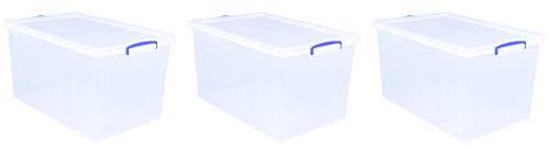 Really Useful Plastic Nestable Storage Box 83 Litre Clear (Pack of 3)