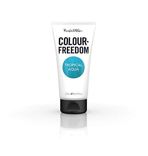 Knight & Wilson Colour-Freedom 150ml Tropical Aqua Blue Green Semi-Permanent Hair Colour - Vibrant Vegan Friendly Colour Mask with Shine Booster Complex - Ammonia Free Colour Lasts Up To 6-10 Washes