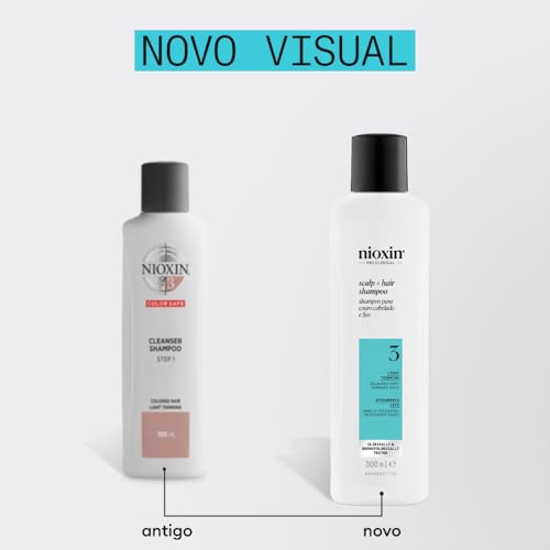 Nioxin System 3 Scalp + Hair Shampoo - Hair Thickening Shampoo For Coloured, Dry and Damaged Hair with Light Thinning - with Biotin and Niacinamide, 300ml