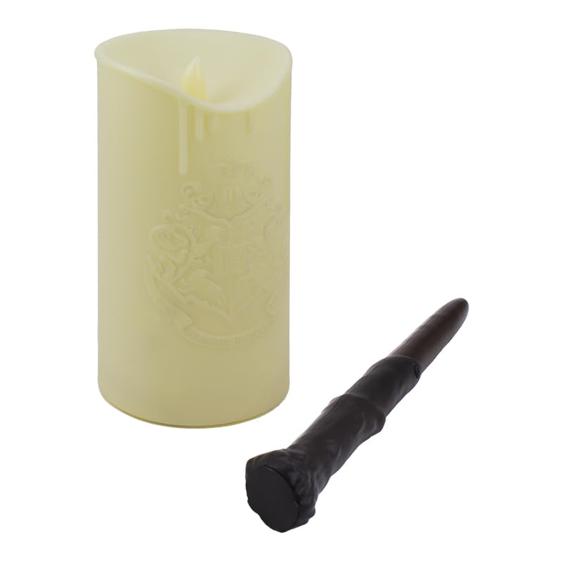Harry Potter Hogwarts LED Candle with Wand Remote - Officially Licensed Wizarding World Merchandise, Great Hall Battery Powered Candlelight Decor for Themed Events