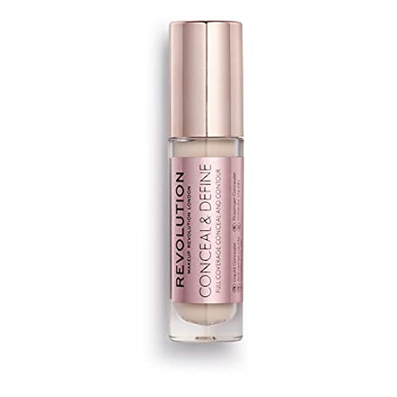 Makeup Revolution Conceal & Define Concealer, Full Coverage Makeup Concealer, Matte Finish & Long Wear, For Fair Skin Tones, Vegan, C0.5, 4ml