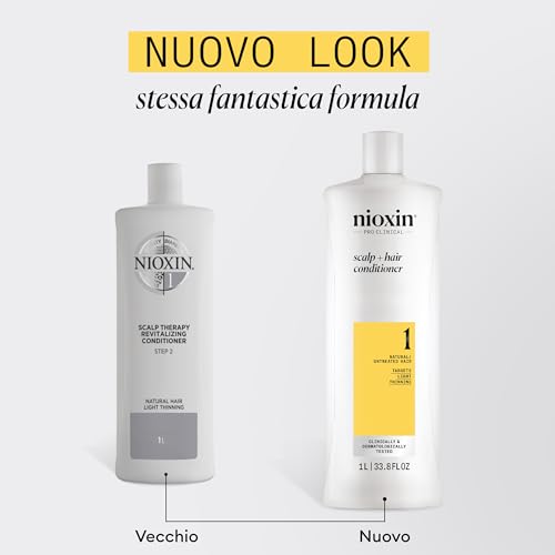 Nioxin System 1 Scalp + Hair Conditioner - Hair Thickening Conditioner for Natural Hair with Light Thinning - with Niacinamide (1l)