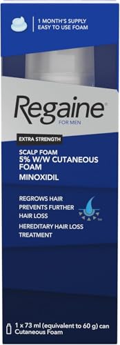 Regaine For Men Extra Strength Foam - Scientifically Proven To Help Stop Hereditary Hair Loss - Minoxidil Foam for Hair Regrowth - 73ml, Packaging may vary