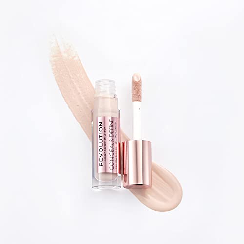 Makeup Revolution Conceal & Define Concealer, Full Coverage Makeup Concealer, Matte Finish & Long Wear, For Fair Skin Tones, Vegan, C0.5, 4ml