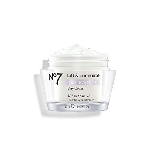 No7 Lift & Luminate Triple Action Day Cream SPF 30 - Broad Spectrum Anti Aging Face Cream - Hydrating Hibiscus Peptides & Hyaluronic Acid + Brightening Emblica & Vitamin C (50ml)