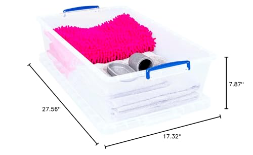Really Useful Nestable Plastic Storage Box 43 Litre Clear (Pack of 3)
