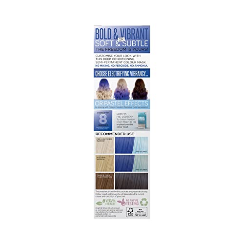 Knight & Wilson Colour-Freedom 150ml Truly Blue Semi-Permanent Hair Colour - Ultra-Vibrant Vegan Friendly Colour Mask with Shine Booster Complex - Ammonia Free Colour Lasts Up To 6-10 Washes