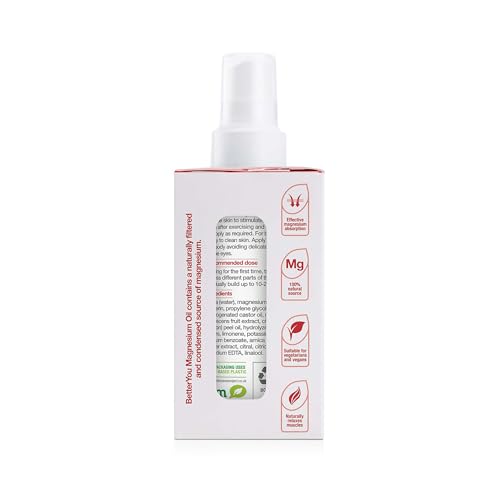 BetterYou Magnesium Muscle Body Spray - Muscle Relief Spray - Magnesium, Arnica, and Lemon Oil - Gentle Heat for Muscle and Joint Recovery - 3.38 oz