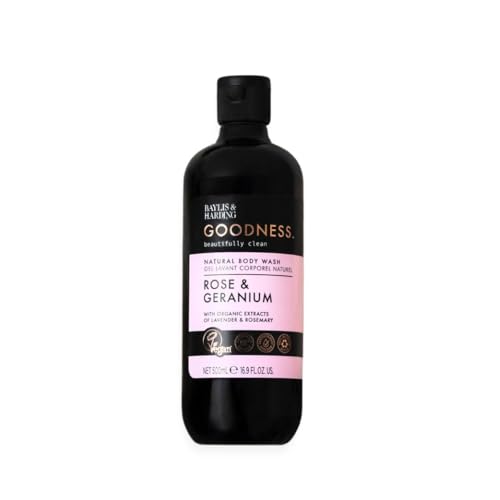 Baylis & Harding Goodness Bath Soak, Rose & Geranium Scent. Natural Bath Soak, 98% Naturally Derived, Dermatologist Approved, Vegan.