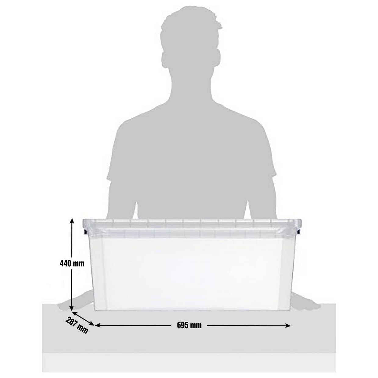 Really Useful Products 62 Litre Box, Nestable Clear, Transparent Clear, Pack of 3 in Card