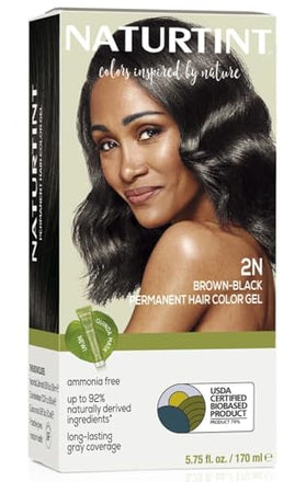 Naturtint 2N Brown Black Permanent Hair Color (Pack of 1), Ammonia Free, Vegan, Cruelty Free, up to 100% Gray Coverage, Long Lasting Results (Packaging may vary)