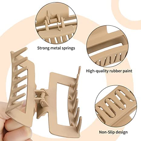 QAIMER hair claw clips for women thick hair, 4.1 inch matt coated hair clips women for thick & thin hairs, 4PCS