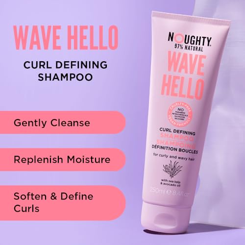 Noughty 97% Natural Wave Hello Shampoo and Conditioner Duo Curl Defining Sulphate Free Vegan Hair Care Set Vitamin Rich Formula for Curly & Wavy Hair, 250ml