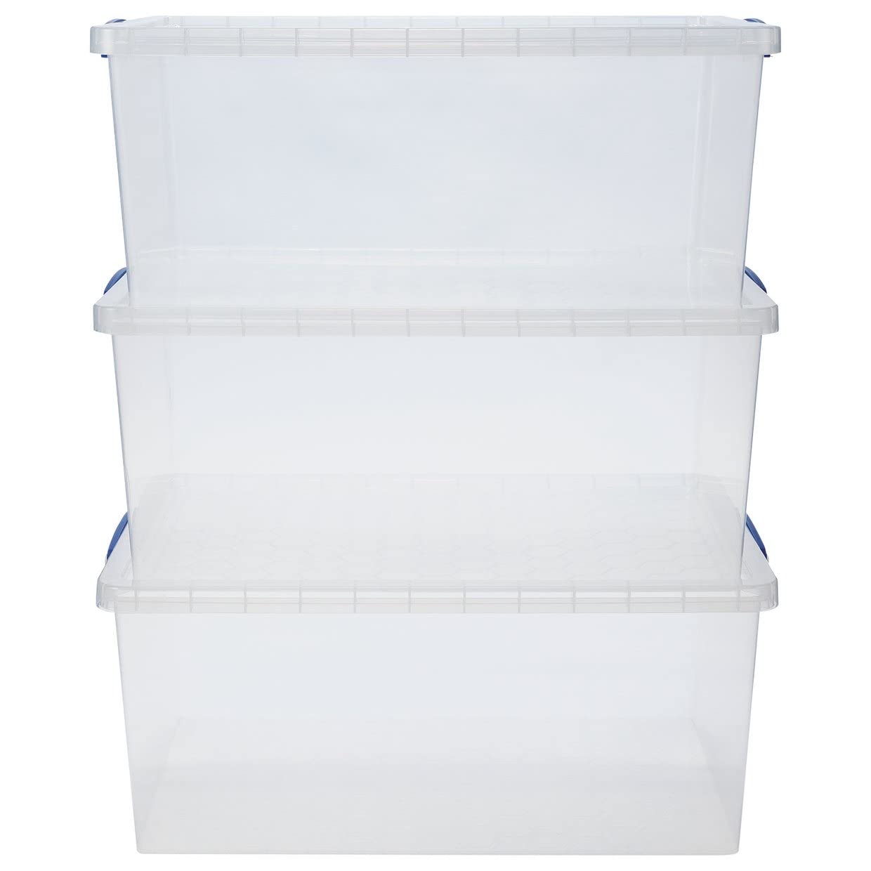 Really Useful Products 62 Litre Box, Nestable Clear, Transparent Clear, Pack of 3 in Card