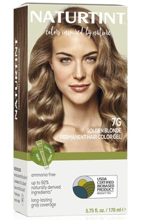 Naturtint 7G Golden Blonde Permanent Hair Color (Pack of 1), Ammonia Free, Vegan, Cruelty Free, up to 100% Gray Coverage, Long Lasting Results (Packaging may vary)