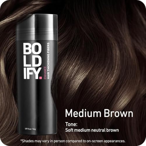 BOLDIFY Hair Fibres (56g) - Fill In Thinning and Fine Hair for an Instantly Fuller, Thicker Look - 14 Shades for Women and Men - Medium Brown