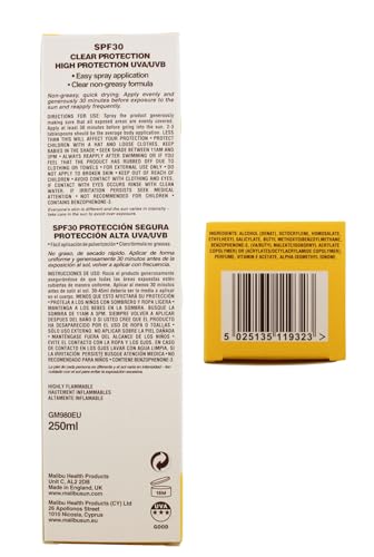 MALIBU 250ml SPF 30 Clear Protect Spray