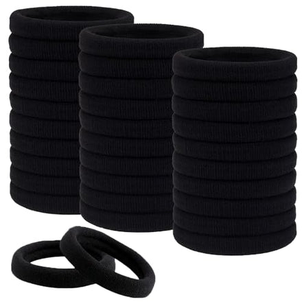 ZEVONDA Elastic Hair Bands - 30 Pcs Hair Ties No Metal Hair Bobbles Soft Seamless Hair Bands Strong Elastic Ponytail Holders for Women Men Girls Kids - Black