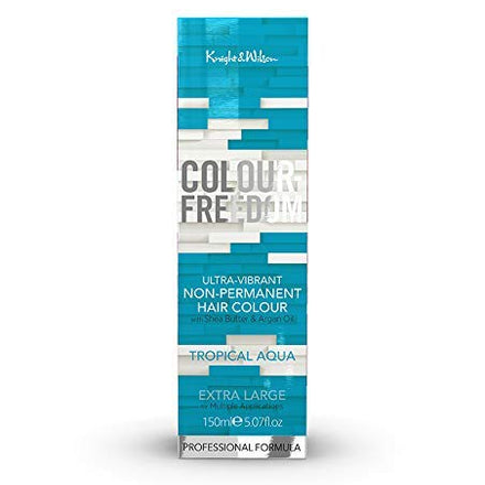 Knight & Wilson Colour-Freedom 150ml Tropical Aqua Blue Green Semi-Permanent Hair Colour - Vibrant Vegan Friendly Colour Mask with Shine Booster Complex - Ammonia Free Colour Lasts Up To 6-10 Washes