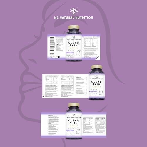 Probiotics for a Healthy Skin. Reduces Spots & Imperfections. Anti Acne effect. Improves Elasticity, Firmness & Luminosity. With SKINAX²™, Zinc & Vitamins. 45 capsules. CE. Vegan. N2 Natural Nutrition