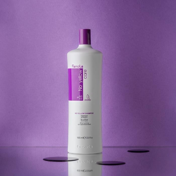 Fanola No Yellow Shampoo, Anti-Yellow Shampoo for Healthy and Vital Blonde Hair 1000 ml Unscented , Pack of 1