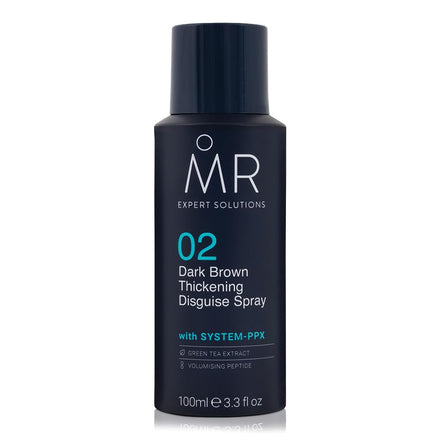 MR Dark Brown Thickening Disguise Spray for Men, Conceals Bald Patches and Thinning Hair + Protect Appearance of Thicker Hair with System PPX & Green Tea Extract, 100ml