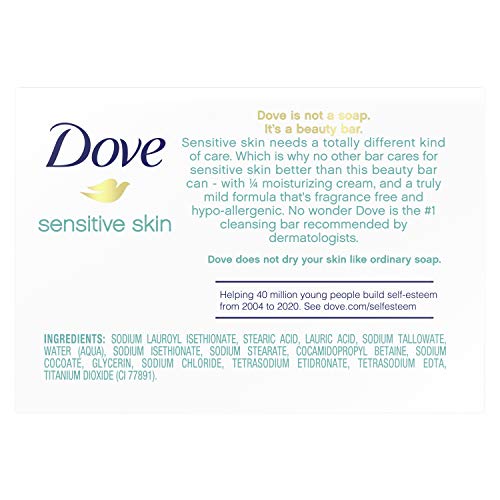 Dove, Bar Soap for Sensitive Skin 3.15 oz 25.2 Ounce, (Pack of 8)