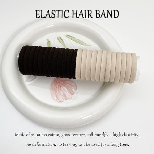 ZEVONDA Elastic Hair Bands - 30 Pcs Hair Ties No Metal Hair Bobbles Soft Seamless Hair Bands Strong Elastic Ponytail Holders for Women Men Girls Kids - Black