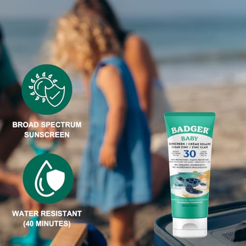 Badger Baby Sunscreen Cream SPF30 | Broad Spectrum & Water Resistant | Protects From UV Rays (87ml)