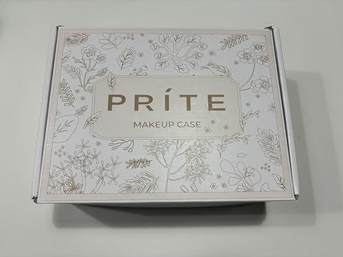 Prite Large Clear Makeup Bag with Gift Box Double Sided Cosmetic Case Two Layer Travel Toiletry Bag with Zippers and Compartment (Black)