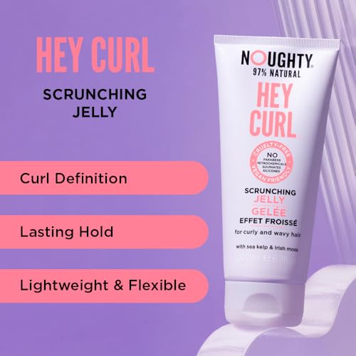 Noughty 97% Natural Hey Curl Scrunching Jelly, Hydrating Frizz Control Formula for Curly and Wavy Hair with Sea Kelp and Irish Moss, Sulphate Free Vegan Haircare 200ml