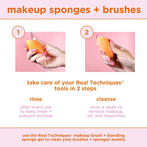 Real Techniques Miracle Powder Sponge, Makeup Blending Sponge For Powder Products, Set Makeup For Natural Finish & Cloud Skin, Buildable Coverage, Velvet Material, Latex-Free Foam, 1 Count