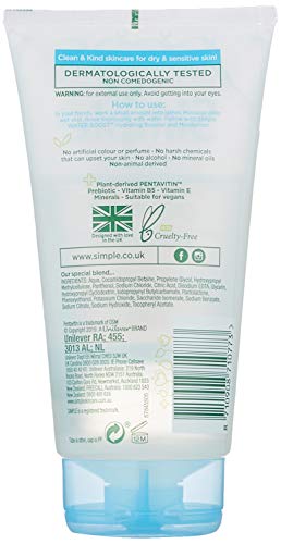 Simple Facial Gel Wash Cleanser, Water Boost Micellar For Dry Or Sensitive Skin, 5 Ounce (Pack Of 6)