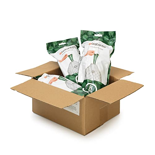 Brabantia PerfectFit Trash Bags (Size R/9.5 Gal) Thick Plastic Trash Can Liners with Drawstring Handles (120 Bags)