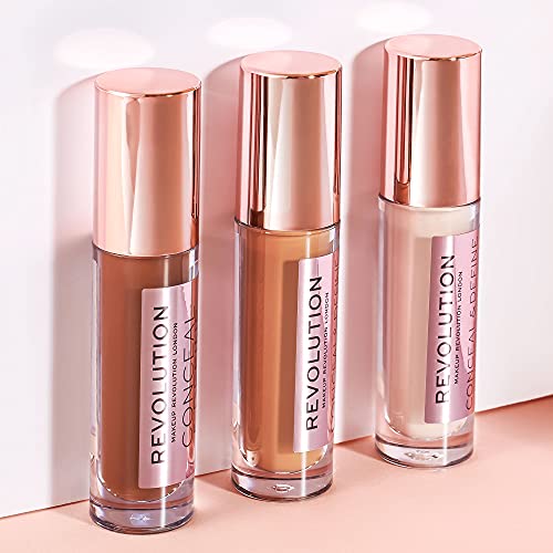 Makeup Revolution Conceal & Define Concealer, Full Coverage Makeup Concealer, Matte Finish & Long Wear, For Fair Skin Tones, Vegan, C0.5, 4ml