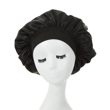 Hair Bonnet for Sleeping, Wide Elastic Band Satin Bonnet Silk Bonnet Shower Cap for Women Girls Makeup Hair Care Elastic Hat Soft Sleep Cap Satin Head Cover for Night Sleep Curly Hair Protection