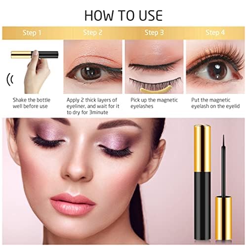 INSMART 10 Pairs False Eyelashes - Upgraded 3D 5D Magnetic Eyelashes & Magnetic Eyeliner Kit with 2 Tubes of Eyeliner & Tweezers - Natural Look, No Glue