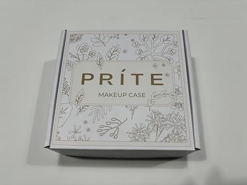 Prite Small Clear Makeup Bag with Gift Box Mini Cosmetic Case Waterproof Travel Toiletry Pouch Car Essentials with Double Zippers (Beige)