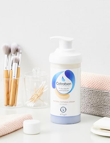 Cetraben Natural Oatmeal Cream, for Dry, Sensitive & Eczema-Prone Skin, Provides 24 Hour Hydration, Soothing, Lightweight and Quick Drying, for Daily use on The Body and Face, 1 x 475g