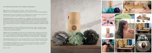 Temple Spring Loofah Shower Sponge, Recycled Body Scrubber Scrunchies, Exfoliating Bath Sponge, Shower Puff Bath Sponges for Adults, Loofah Back Scrubber Pouffe, Loofa Body Scrub Exfoliator - Grey