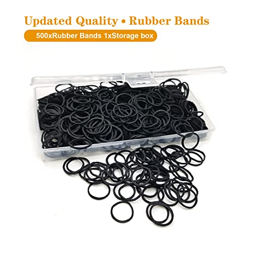 Black Elastic Hair Bands,500pcs Small Hair Rubber Bands with Box, Soft Mini Hair Elastics Ties Bands for Women Hair, Kids Hair, Braids Hair, Beard etc