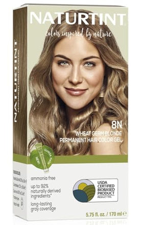 Naturtint 8N Wheat Germ Blonde Permanent Hair Color (Pack of 1), Ammonia Free, Vegan, Cruelty Free, up to 100% Gray Coverage, Long Lasting Results (Packaging may vary)