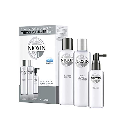 Nioxin 3-Part System, System 1 Natural Hair with Light Thinning, Hair Thickening Treatment, Scalp Therapy, Trial Kit