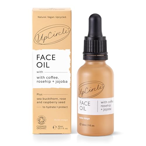 UpCircle Organic Face Oil With Coffee, Rosehip + Jojoba 30ml - Natural Hydrating Facial Oil - Vitamin C, Rosehip Oil Fades Dark Spots + Sea Buckthorn Keeps Skin Supple - Vegan + Cruelty-Free