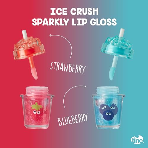 Tinc Scented Sparkly Lip Gloss - Ice Design - Delicious Scents: Strawberry and Blueberry - Lip Moisturising - Gift Idea - 2 in Pack