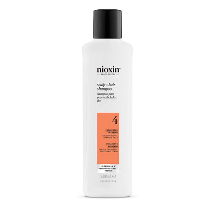 Nioxin System 4 Scalp + Hair Shampoo - Hair Thickening Shampoo For Coloured, Dry and Damaged Hair with Progressed Thinning - with Biotin and Niacinamide, 300ml