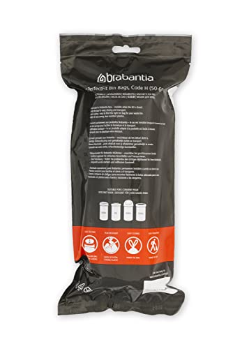 Brabantia PerfectFit Trash Bags (Size H/13.2-16 Gal) Thick Plastic Trash Can Liners with Drawstring Handles (120 Bags)