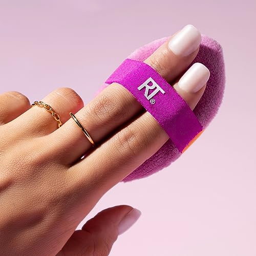 Real Techniques Miracle 2-In-1 Powder Puff + Travel Case, Dual-Sided Makeup Blending Puff, Elastic Band, Precision Makeup Sponge & Powder Puff, For Liquid, Cream & Powders, Travel Case, 2 Count