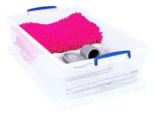 Really Useful Nestable Plastic Storage Box 43 Litre Clear (Pack of 3)