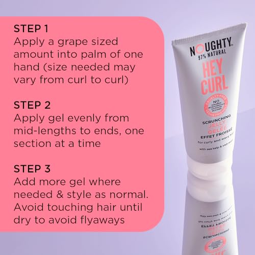 Noughty 97% Natural Hey Curl Scrunching Jelly, Hydrating Frizz Control Formula for Curly and Wavy Hair with Sea Kelp and Irish Moss, Sulphate Free Vegan Haircare 200ml